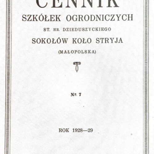 Cennik szkółek ogrodniczych Stanisława Dzieduszyckiego 1